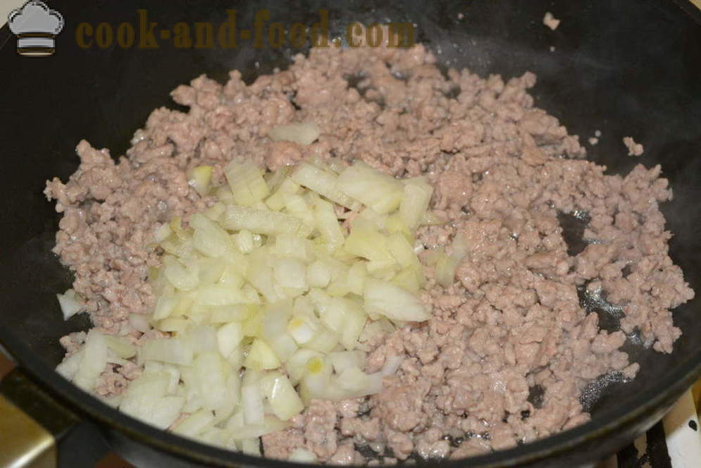 Pirjani kupus s mljevenim mesom na skovorode- kako kuhati ukusna gulaš od kupusa s mljevenim mesom, korak po korak recept fotografijama