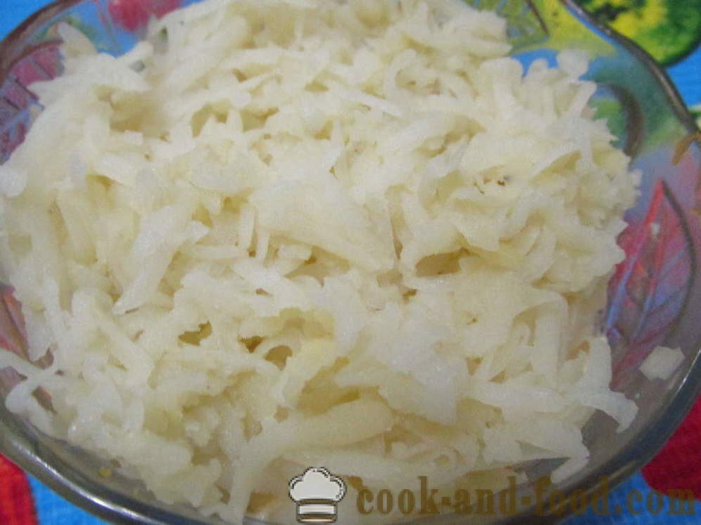 Mimoza salata s limenkama i topljeni sir - kako se pripremiti salatu s Mimosa konzervirane bez ulja, korak po korak recept fotografijama