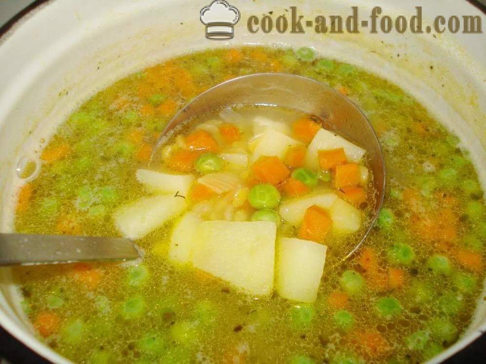 Lean juha od graška sa zelenim graškom - kako kuhati juha od graška korizmeni brzo, korak po korak recept fotografijama