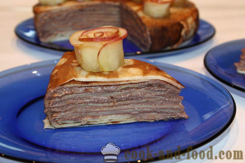 Palačinka torta sa kremom od sira i jabuka ruža - kako napraviti palačinke kolač s skuta, korak po korak recept fotografijama