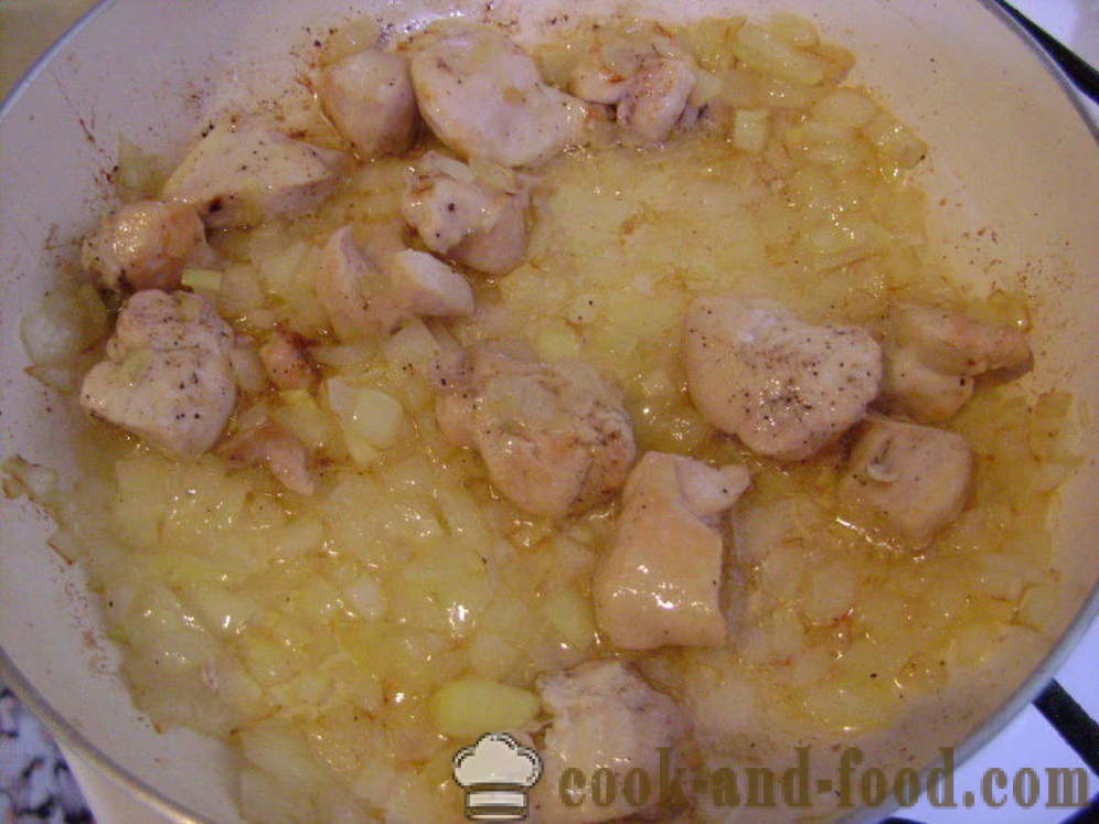 Pilav sa piletinom u tavi - kako kuhati rižoto s piletinom, korak po korak recept fotografijama