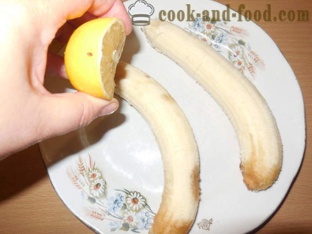 Banane pečene u pećnici sa orasima i šećerom - poput pečene banane u pećnici desert, korak po korak recept fotografijama