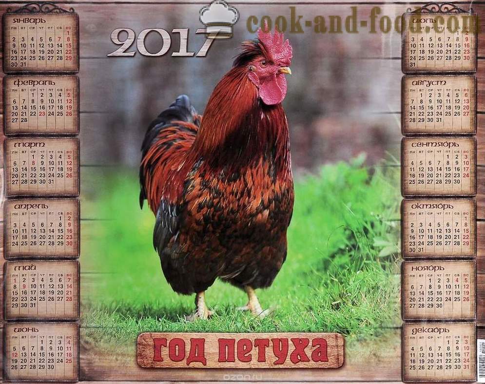 Kalendar za 2017. godinu Rooster: download free Božićni kalendar s cocks
