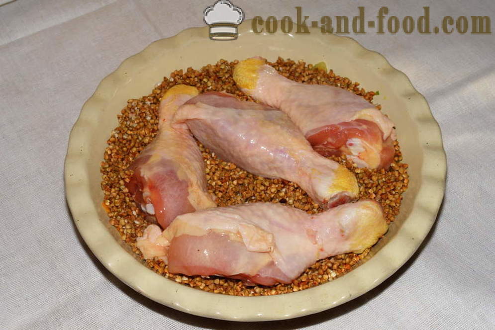 Heljda pečena piletina u pećnici - kako kuhati piletinu s heljde u pećnici, s korak po korak recept fotografijama