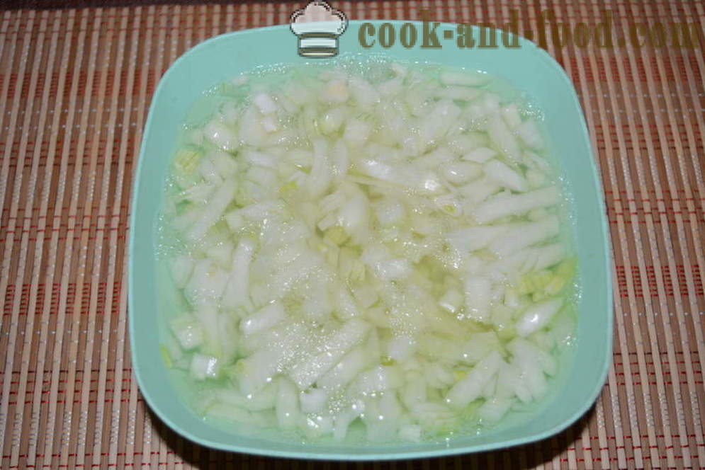 Luk salata od luka s jajima i majonezom - kako kuhati luk salata, korak po korak recept fotografijama