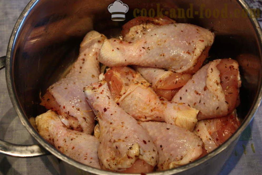 Pržena piletina noge u tijesto - poput pečenja piletine noge na pan-korak receptu fotografija