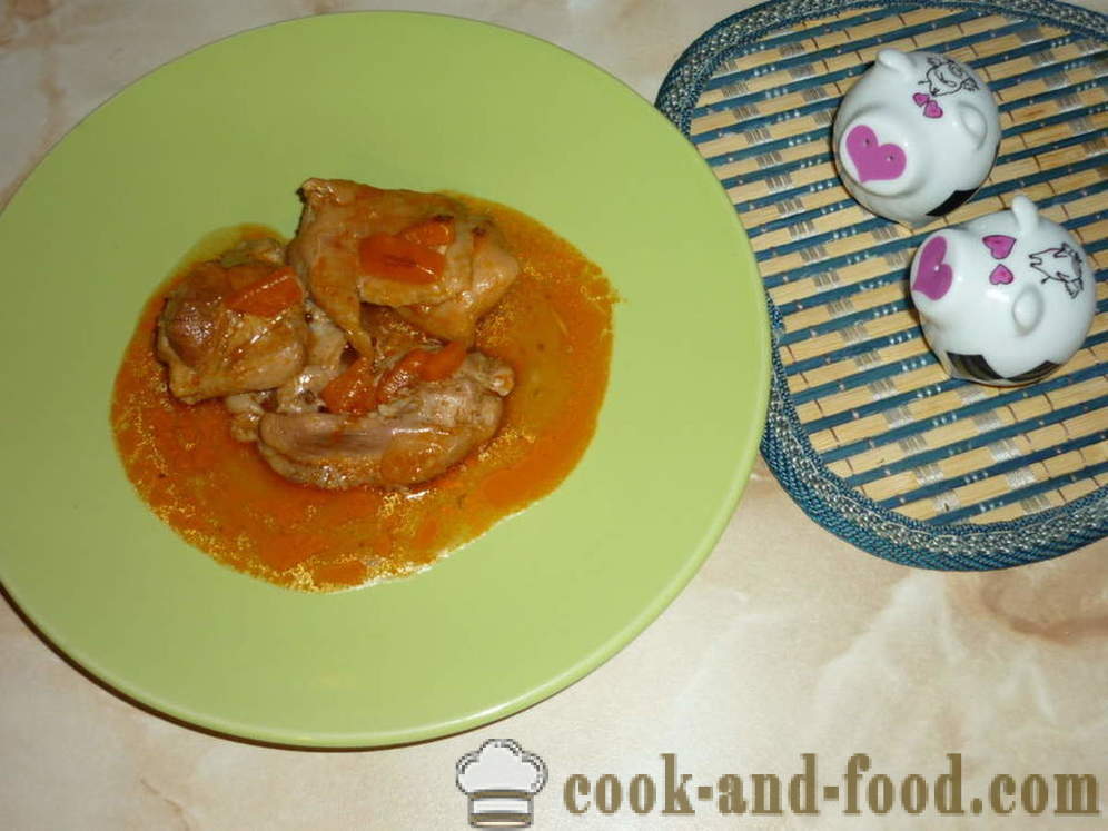 Pirjani piletina u umaku od rajčice - kako ukusna kuhati pileća gulaš, korak po korak recept fotografijama