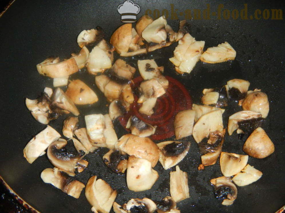 Kajgana s gljivama i sirom u tavi - Kako kuhati kajgana s vrhnjem, korak po korak recept fotografijama