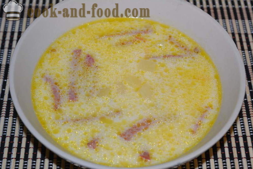 Sir juha s rastopljenim sirom, tjestenine i kobasice - Kako kuhati juhu od sira s topljeni sir, korak po korak recept fotografijama