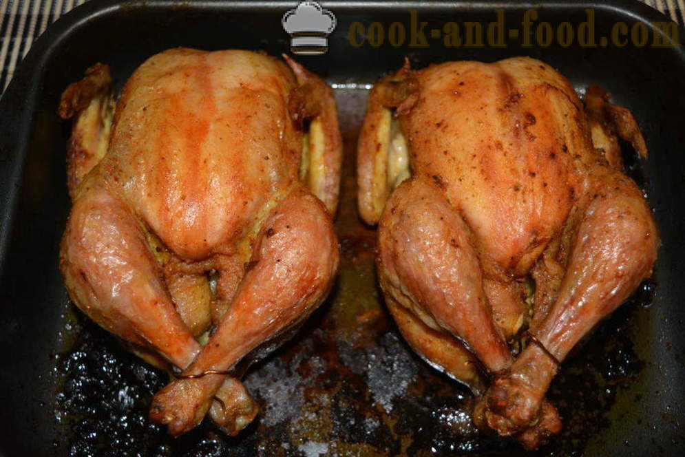 Punjena piletina sa hrskavom korom pečena u pećnici - kao pečena piletina u pećnici cjelini, korak po korak recept fotografijama