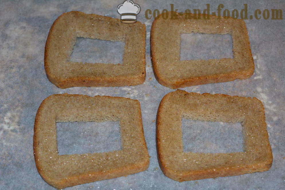 Smeđi kruh tost s jajima - kako kuhati tost crnog kruha u pećnici, s korak po korak recept fotografijama