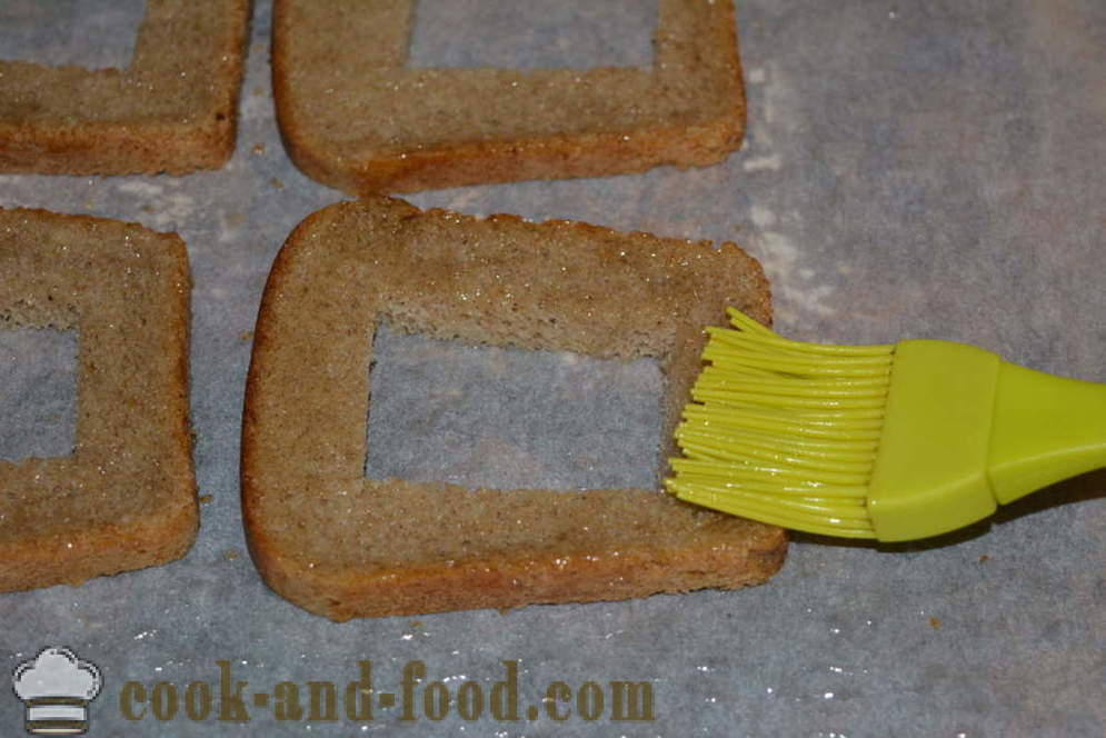Smeđi kruh tost s jajima - kako kuhati tost crnog kruha u pećnici, s korak po korak recept fotografijama