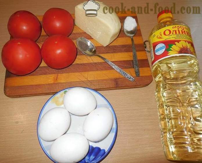 Izvorni kajgana ili rajčice ukusne rajčice s jajima i sirom - Kako kuhati kajganu, korak po korak recept fotografijama