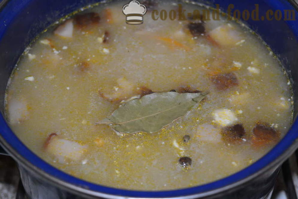 Juha od bijelog svježih gljiva s kajmakom - Kako kuhati juhu od gljiva sa svježim gljivama i sirom, s korak po korak recept fotografijama