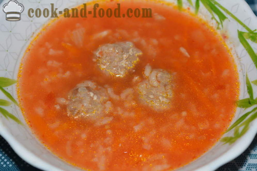 Rajčica juha s meatballs - Kako kuhati juhu od rajčice s meatballs, s korak po korak recept fotografijama