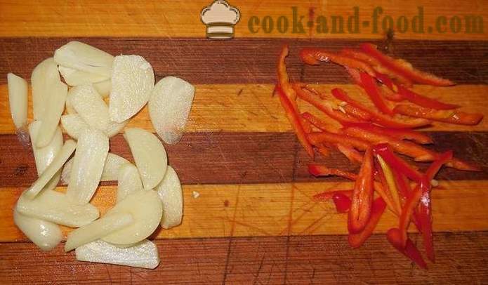 Pržena krastavac s feferon, češnjak, i sezam, kako kuhati pržene krastavac - korak po korak recept fotografijama