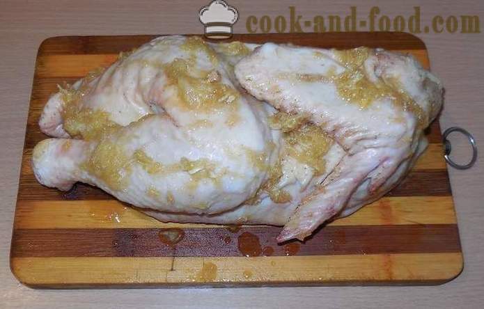 Piletina pečena u rukavu (pola trupu) - kao ukusan piletinu iz pećnice, pečene piletine recept postepeno, s fotografijama