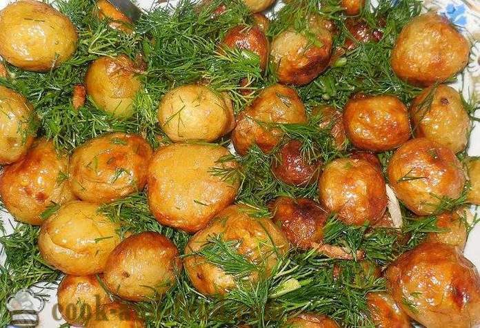 Mali mladi krumpir na žaru cjelinu u posudu s češnjakom i koprom - kako očistiti i kuhati malu novi krumpir, recept sa slikom