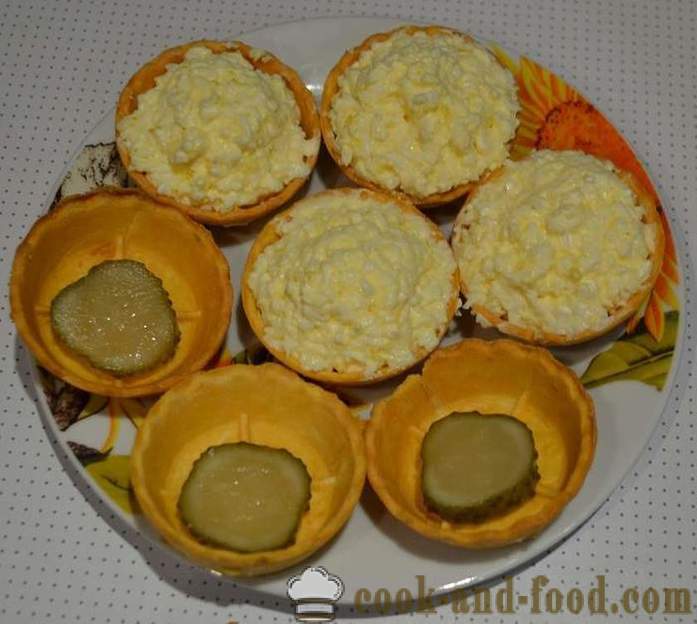 Ukusna odmor tartlets sa sirom i jajima - jednostavan recept za punjenje i lijepo uređene grickalice tortica sa slikom