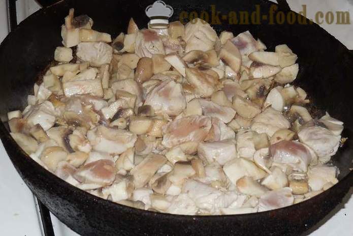 Piletina pirjana sa gljivama ili kako kuhati pileća ragu - korak po korak recept fotografijama