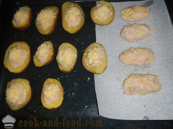 Pečeni krumpir s mljevenim mesom i sirom - kao što su pečeni krumpir u pećnici, recept korak po korak sa slikama.