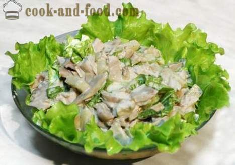 Gljiva salata s gljivama, sirom i jajima. Jednostavno, ukusno i zdravo recept s fotografijama.